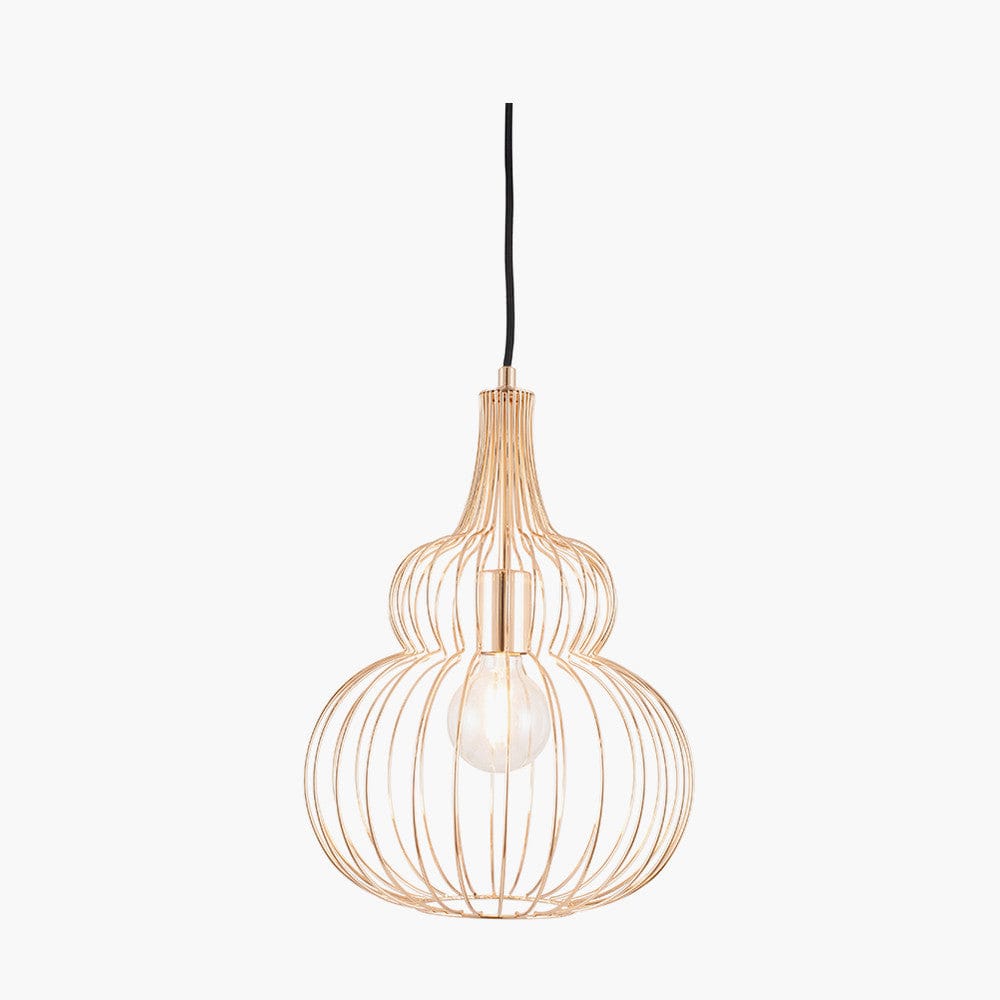 Pacific Lifestyle Lighting Asilah French Gold Metal Wire Shaped Pendant House of Isabella UK