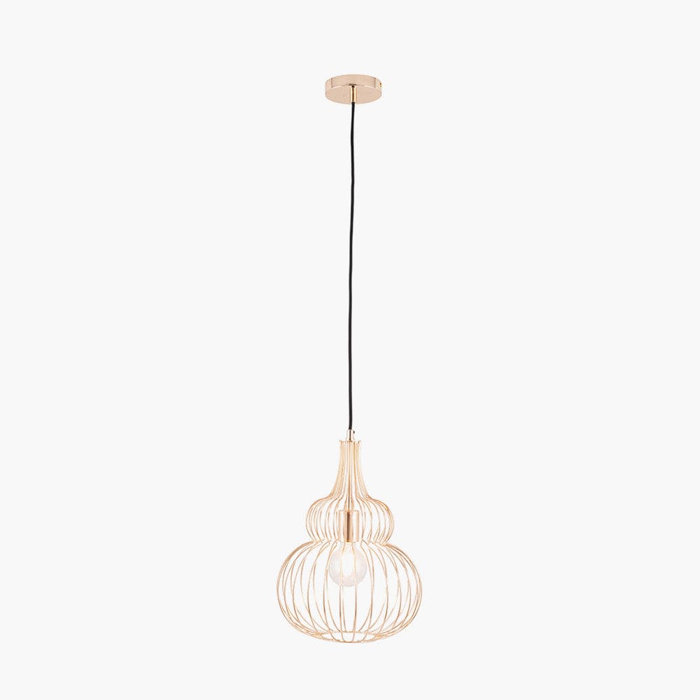 Pacific Lifestyle Lighting Asilah French Gold Metal Wire Shaped Pendant House of Isabella UK