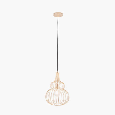 Pacific Lifestyle Lighting Asilah French Gold Metal Wire Shaped Pendant House of Isabella UK