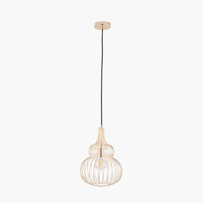 Pacific Lifestyle Lighting Asilah French Gold Metal Wire Shaped Pendant House of Isabella UK