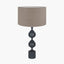 Pacific Lifestyle Lighting Asilah Matt Black Aluminium Tall Footed Table Lamp Base with Edward 40cm Natural Linen Cylinder Lampshade House of Isabella UK