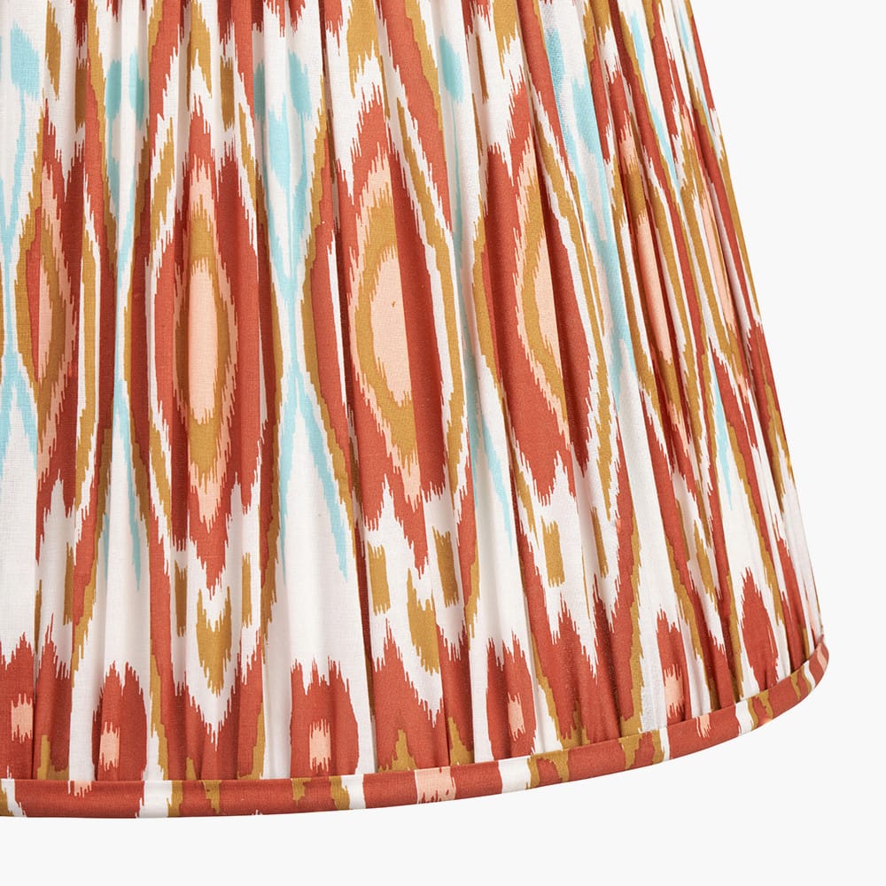 Pacific Lifestyle Lighting Asilah Matt Black Aluminium Tall Footed Table Lamp Base with Izara 40cm Cinnamon Ikat Patterned Mushroom Pleat Tapered Lampshade House of Isabella UK