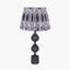 Pacific Lifestyle Lighting Asilah Matt Black Aluminium Tall Footed Table Lamp Base with Izara 40cm Lilac Ikat Patterned Mushroom Pleat Tapered Lampshade House of Isabella UK