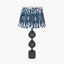 Pacific Lifestyle Lighting Asilah Matt Black Aluminium Tall Footed Table Lamp Base with Izara 40cm Ocean Blue Ikat Patterned Mushroom Pleat Tapered Lampshade House of Isabella UK