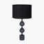 Pacific Lifestyle Lighting Asilah Matt Black Aluminium Tall Footed Table Lamp Base with Lino 40cm Black Self Lined Linen Cylinder Lampshade House of Isabella UK
