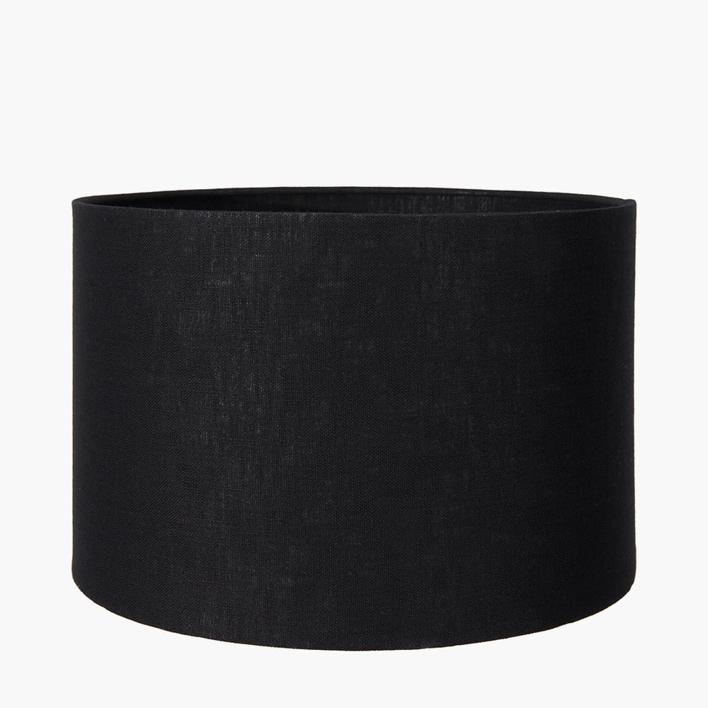 Pacific Lifestyle Lighting Asilah Matt Black Aluminium Tall Footed Table Lamp Base with Lino 40cm Black Self Lined Linen Cylinder Lampshade House of Isabella UK