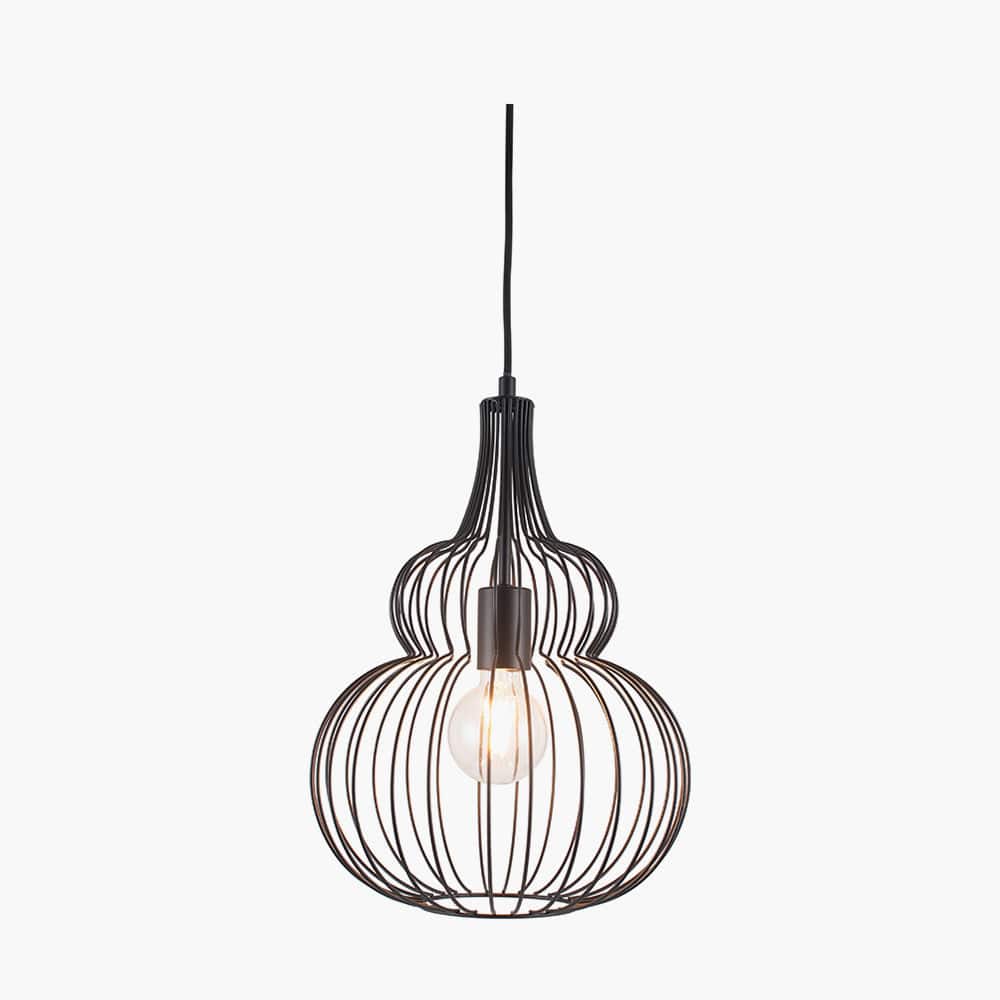 Pacific Lifestyle Lighting Asilah Matt Black Metal Shaped Wire Pendant House of Isabella UK