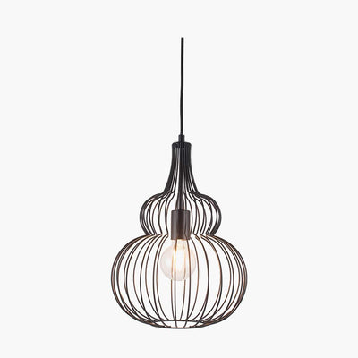 Pacific Lifestyle Lighting Asilah Matt Black Metal Shaped Wire Pendant House of Isabella UK