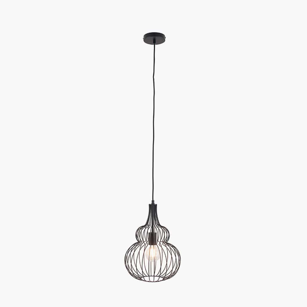 Pacific Lifestyle Lighting Asilah Matt Black Metal Shaped Wire Pendant House of Isabella UK