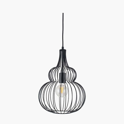 Pacific Lifestyle Lighting Asilah Matt Black Metal Shaped Wire Pendant House of Isabella UK