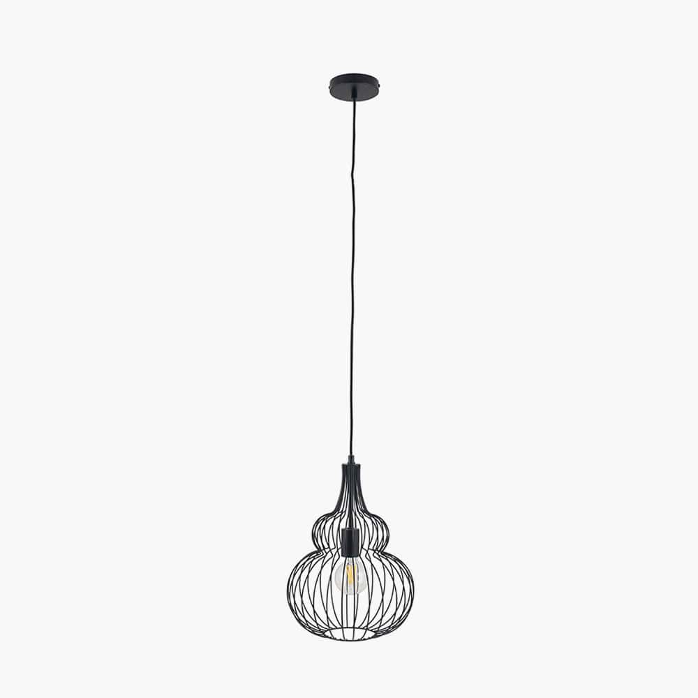 Pacific Lifestyle Lighting Asilah Matt Black Metal Shaped Wire Pendant House of Isabella UK