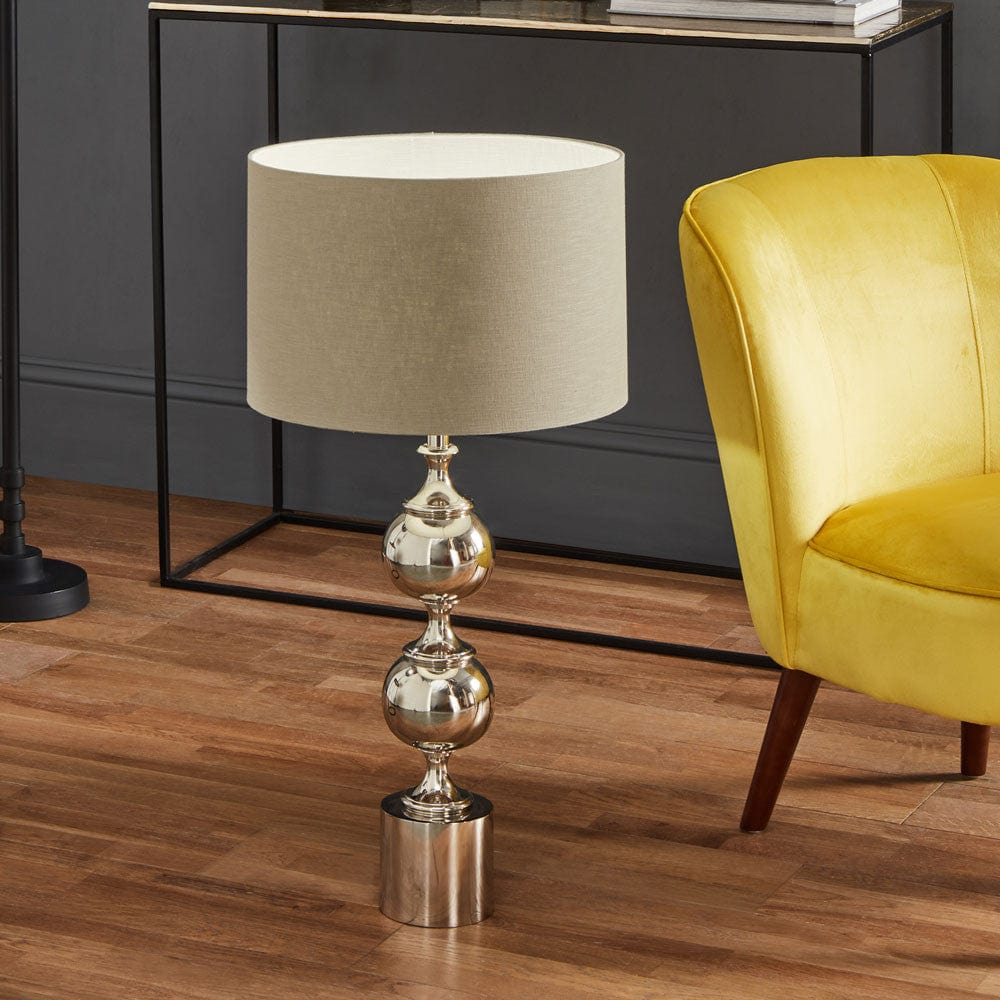 Asilah Silver Aluminium Tall Footed Table Lamp Base.