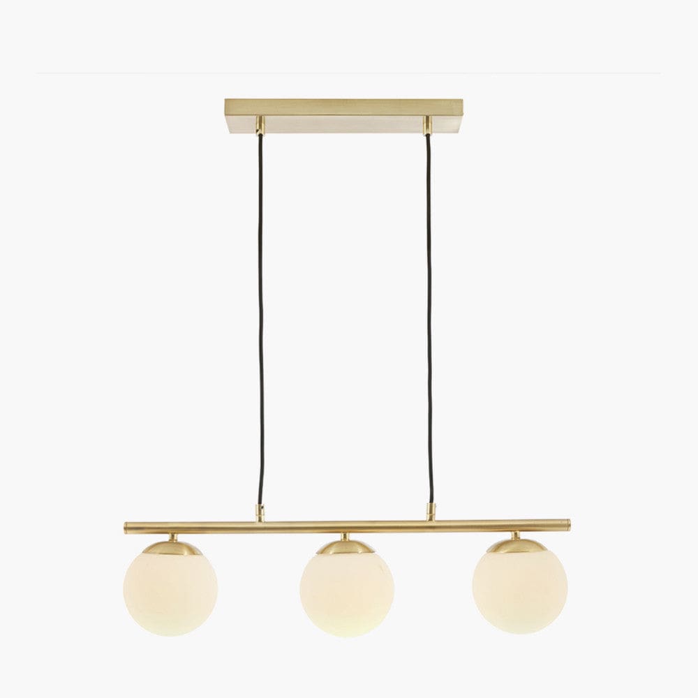 Pacific Lifestyle Lighting Asterope 3 White Orb and Gold Metal Pendant House of Isabella UK