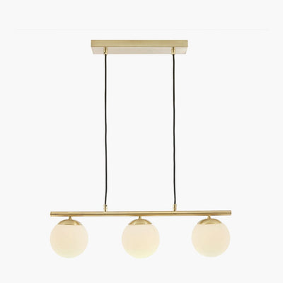 Pacific Lifestyle Lighting Asterope 3 White Orb and Gold Metal Pendant House of Isabella UK