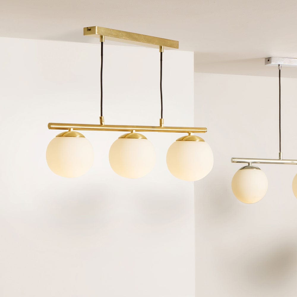 Pacific Lifestyle Lighting Asterope 3 White Orb and Gold Metal Pendant House of Isabella UK