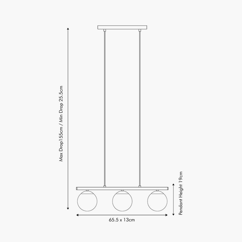 Asterope 3 White Orb and Shiny Chrome Metal Pendant.