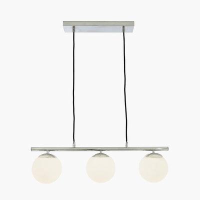 Pacific Lifestyle Lighting Asterope 3 White Orb and Shiny Chrome Metal Pendant House of Isabella UK