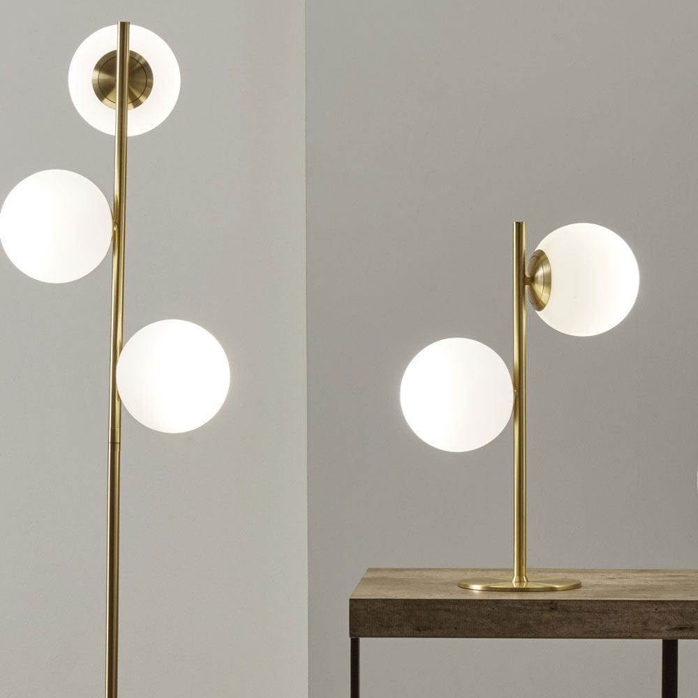 Asterope White Orb and Gold Metal Table Lamp.