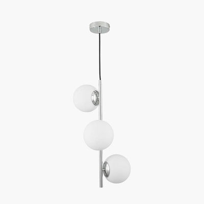 Pacific Lifestyle Lighting Asterope White Orb and Shiny Chrome Metal Pendant House of Isabella UK