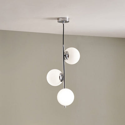 Pacific Lifestyle Lighting Asterope White Orb and Shiny Chrome Metal Pendant House of Isabella UK