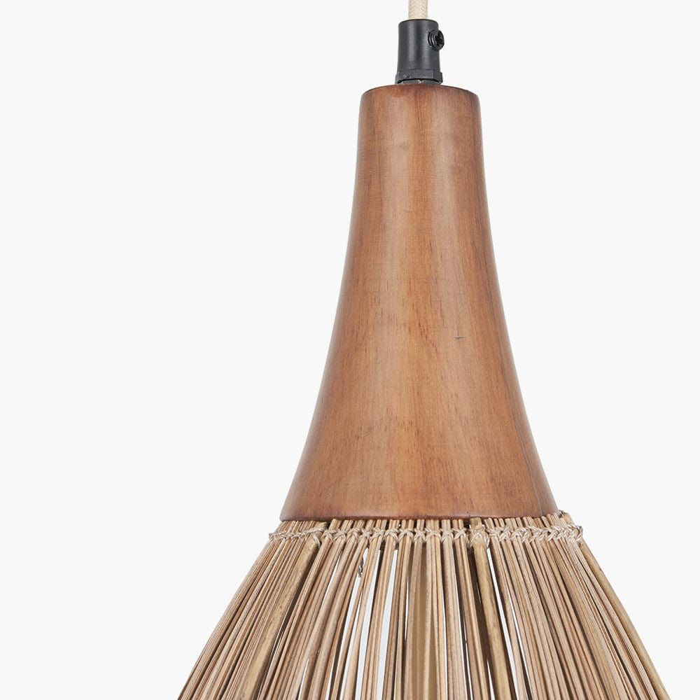 Ata Bamboo Effect and Wood Tall Dome Pendant.