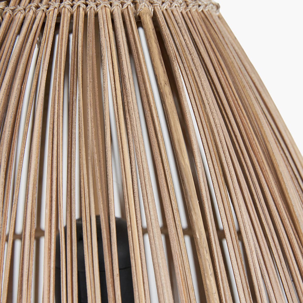 Ata Bamboo Effect and Wood Tall Dome Pendant.