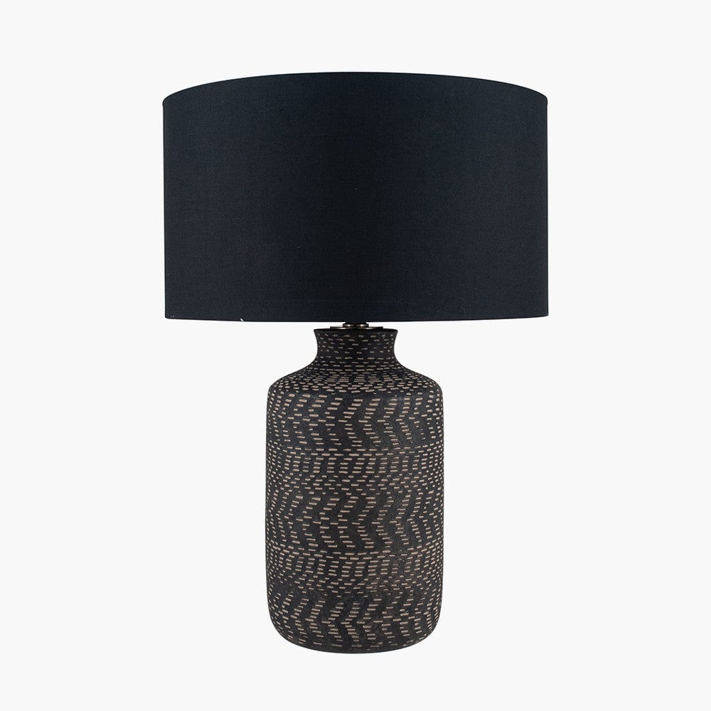 Atouk Textured Black Stoneware Table Lamp - Base Only.
