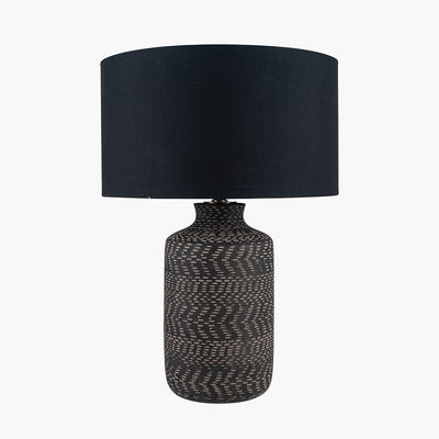 Pacific Lifestyle Lighting Atouk Textured Black Stoneware Table Lamp - Base Only House of Isabella UK