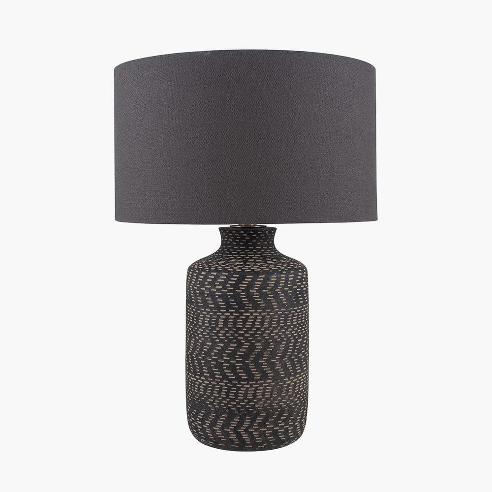 Atouk Textured Black Stoneware Table Lamp - Base Only.