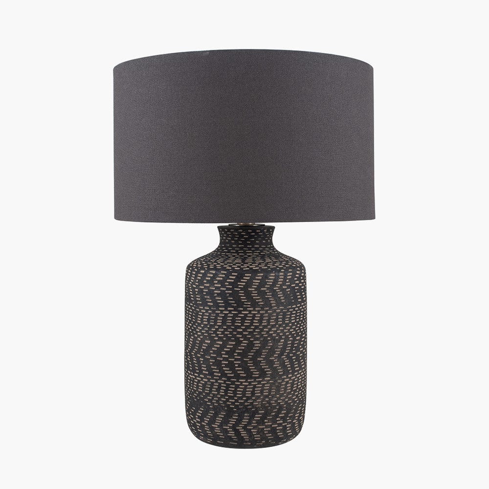 Pacific Lifestyle Lighting Atouk Textured Black Stoneware Table Lamp - Base Only House of Isabella UK