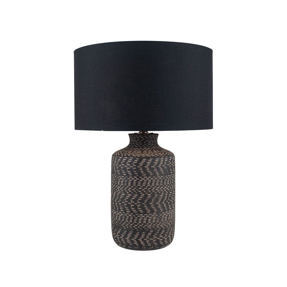 Atouk Textured Black Stoneware Table Lamp - Base Only.