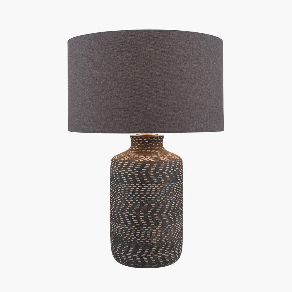 Atouk Textured Black Stoneware Table Lamp - Base Only.