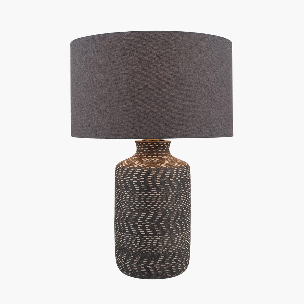 Pacific Lifestyle Lighting Atouk Textured Black Stoneware Table Lamp - Base Only House of Isabella UK