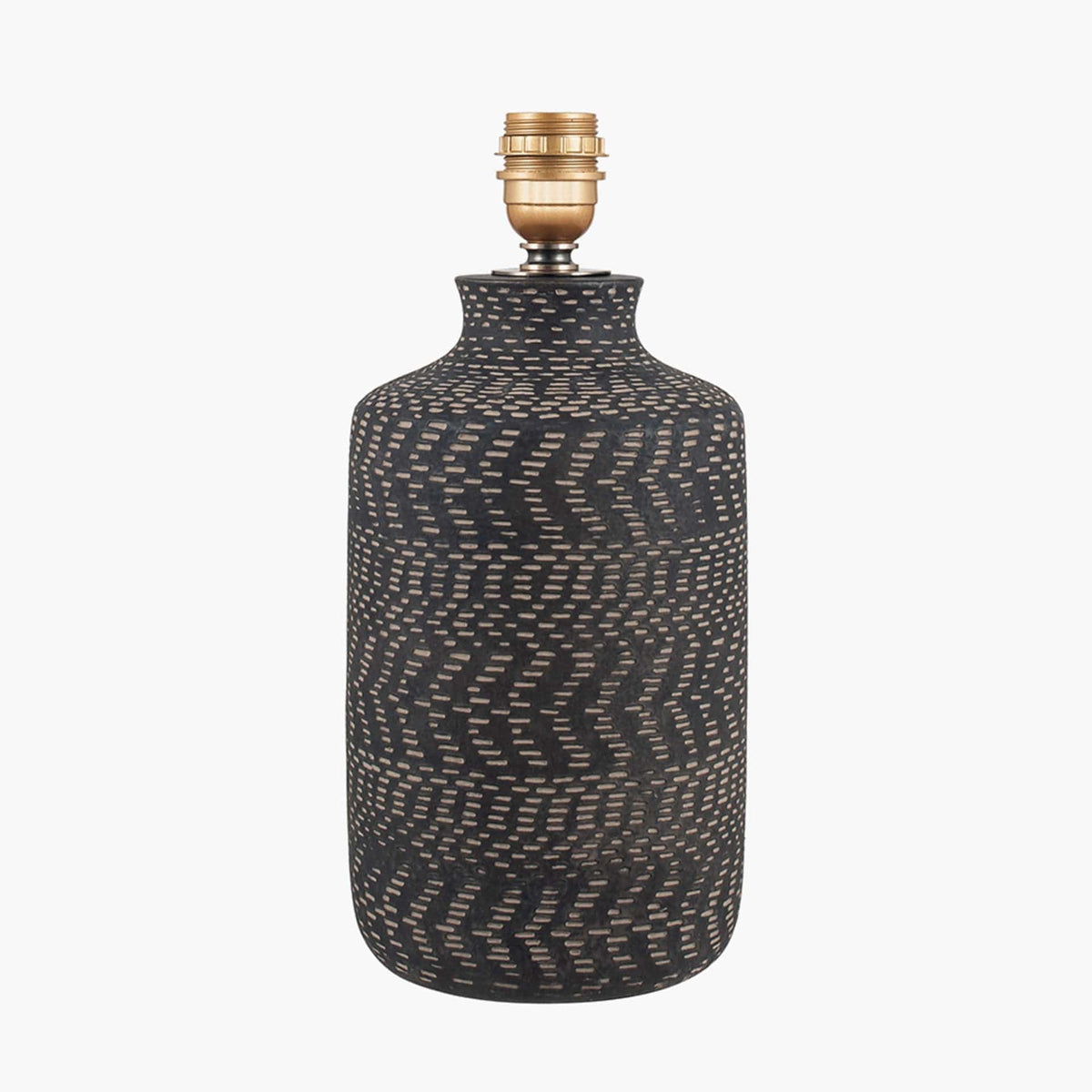 Atouk Textured Black Stoneware Table Lamp - Base Only.