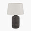 Pacific Lifestyle Lighting Atouk Textured Black Stoneware Table Lamp Base with Winston 35cm White Handloom Tapered Lampshade House of Isabella UK