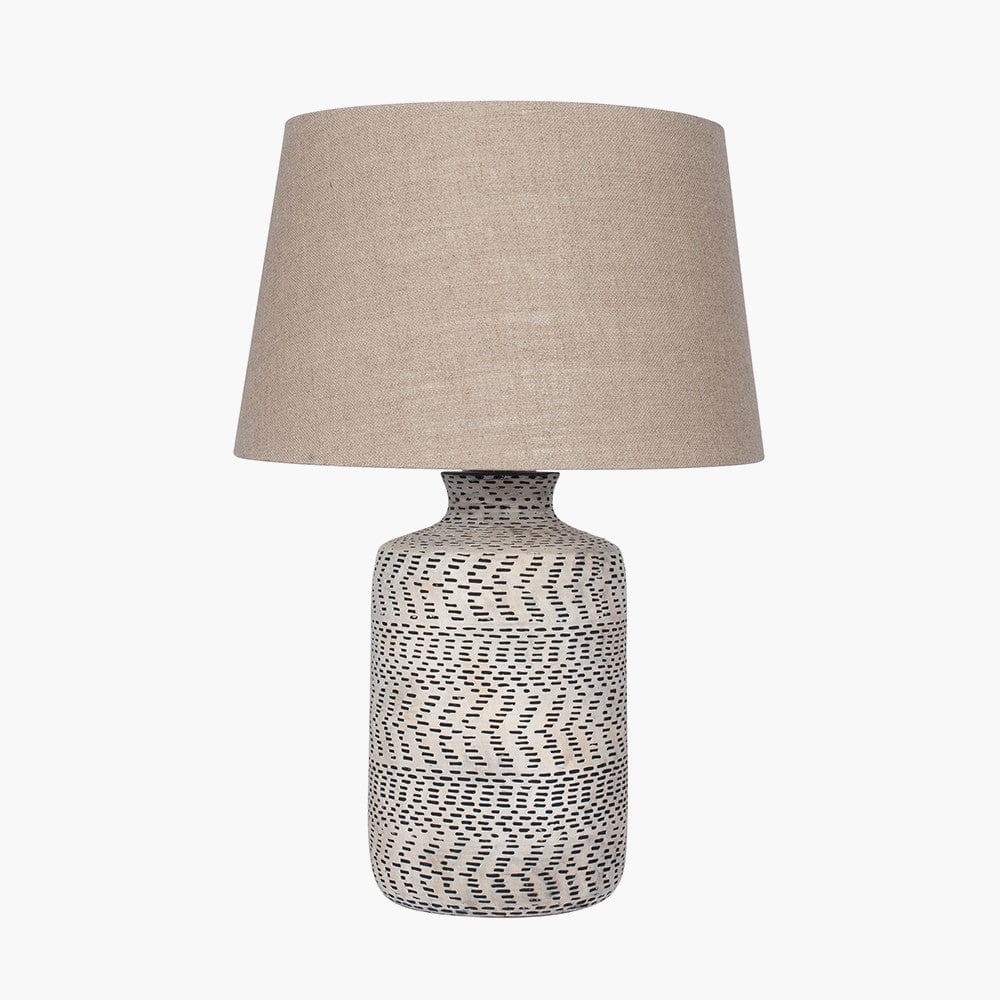 Atouk Textured Natural and Black Stoneware Table Lamp - Base Only.