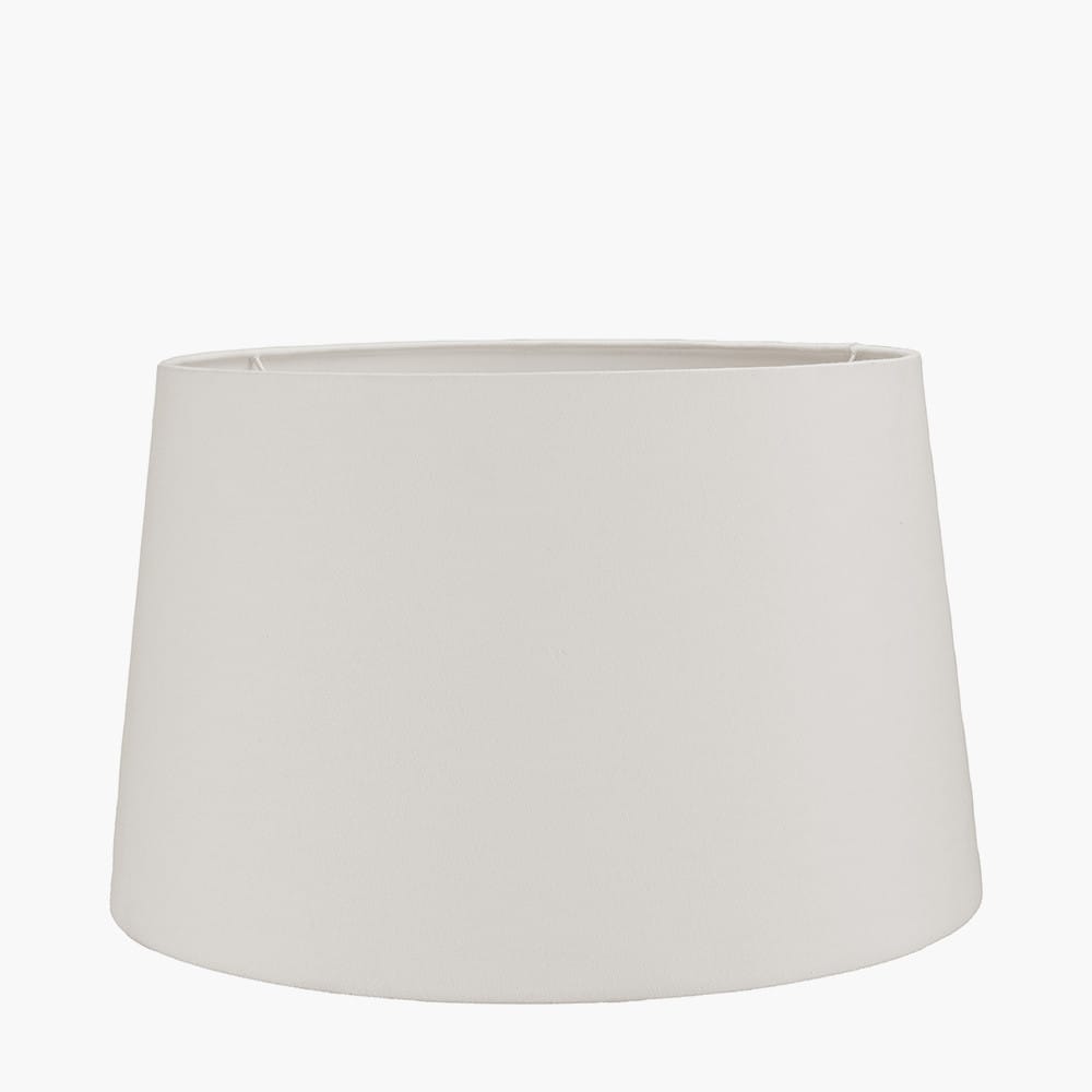 Pacific Lifestyle Lighting Atouk Textured Natural and Black Stoneware Table Lamp Base with Winston 35cm White Handloom Tapered Lampshade House of Isabella UK