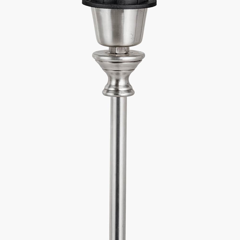 Pacific Lifestyle Lighting Auden Silver Metal Stick Table Lamp Base with Adelaide 25cm Ivory Tapered Cotton Mix Lampshade House of Isabella UK