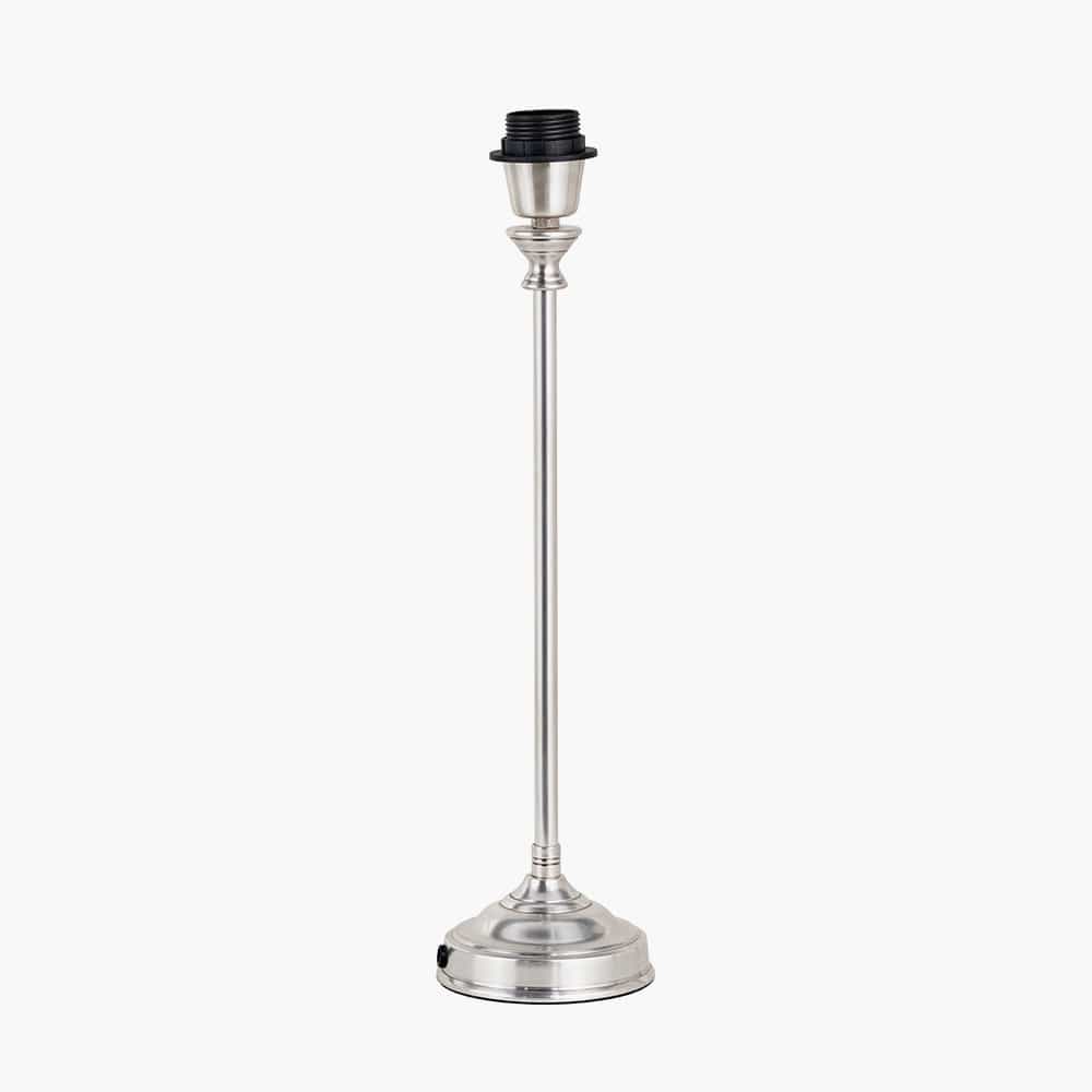 Pacific Lifestyle Lighting Auden Silver Metal Stick Table Lamp Base with Adelaide 25cm Ivory Tapered Cotton Mix Lampshade House of Isabella UK