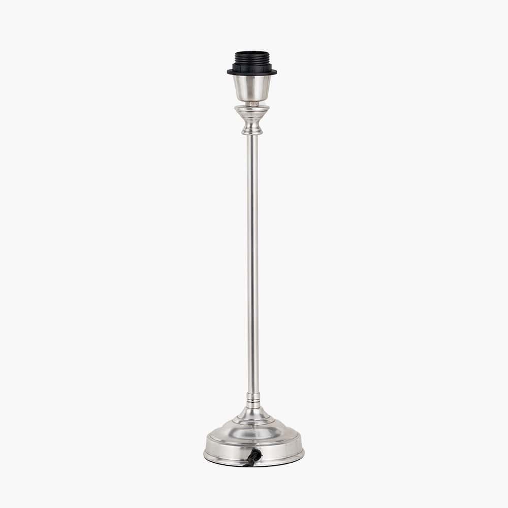 Pacific Lifestyle Lighting Auden Silver Metal Stick Table Lamp Base with Adelaide 25cm Ivory Tapered Cotton Mix Lampshade House of Isabella UK