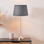 Pacific Lifestyle Lighting Auden Silver Metal Stick Table Lamp Base with Adelaide 25cm Steel Grey Tapered Cotton Mix Lampshade House of Isabella UK