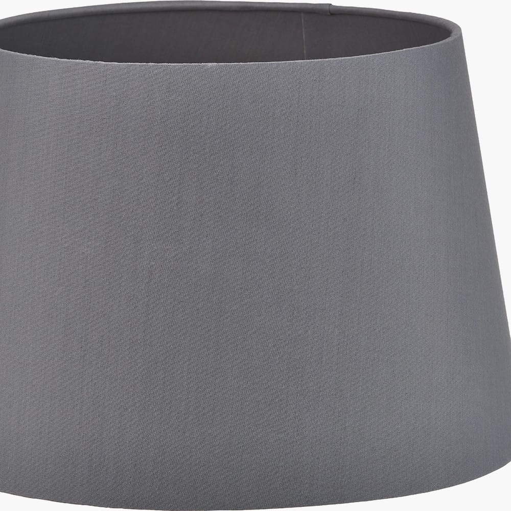 Pacific Lifestyle Lighting Auden Silver Metal Stick Table Lamp Base with Adelaide 25cm Steel Grey Tapered Cotton Mix Lampshade House of Isabella UK