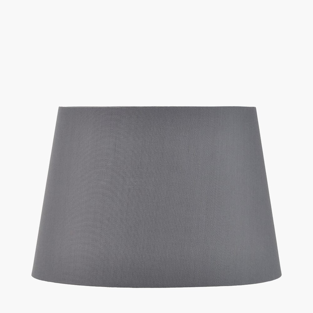 Pacific Lifestyle Lighting Auden Silver Metal Stick Table Lamp Base with Adelaide 25cm Steel Grey Tapered Cotton Mix Lampshade House of Isabella UK