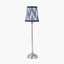 Pacific Lifestyle Lighting Auden Silver Metal Stick Table Lamp Base with Kamilah 14cm Blue Chevron Patterned Mushroom Pleat Tall Tapered Candle Clip Lampshade House of Isabella UK