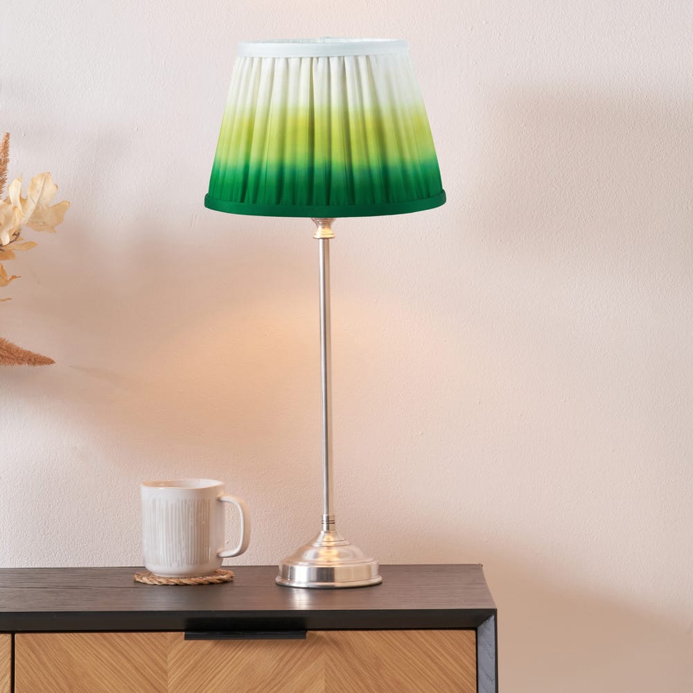 Pacific Lifestyle Lighting Auden Silver Metal Stick Table Lamp Base with Savoie 10" Pleated Shade Emerald House of Isabella UK