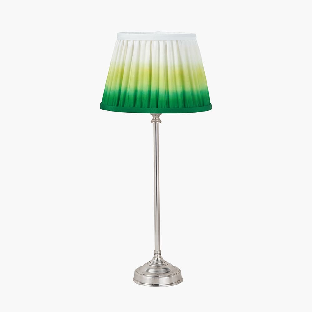 Pacific Lifestyle Lighting Auden Silver Metal Stick Table Lamp Base with Savoie 10" Pleated Shade Emerald House of Isabella UK