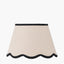 Pacific Lifestyle Lighting Auden Silver Metal Stick Table Lamp Base with Tabitha 25cm Cream Jute Scalloped Edge Tapered Lamp Shade with Contrast Binding House of Isabella UK
