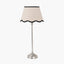 Pacific Lifestyle Lighting Auden Silver Metal Stick Table Lamp Base with Tabitha 25cm Cream Jute Scalloped Edge Tapered Lamp Shade with Contrast Binding House of Isabella UK