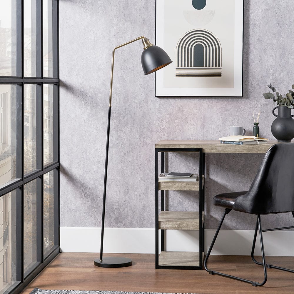 Pacific Lifestyle Lighting Augusto Black and Gold Task Floor Lamp House of Isabella UK