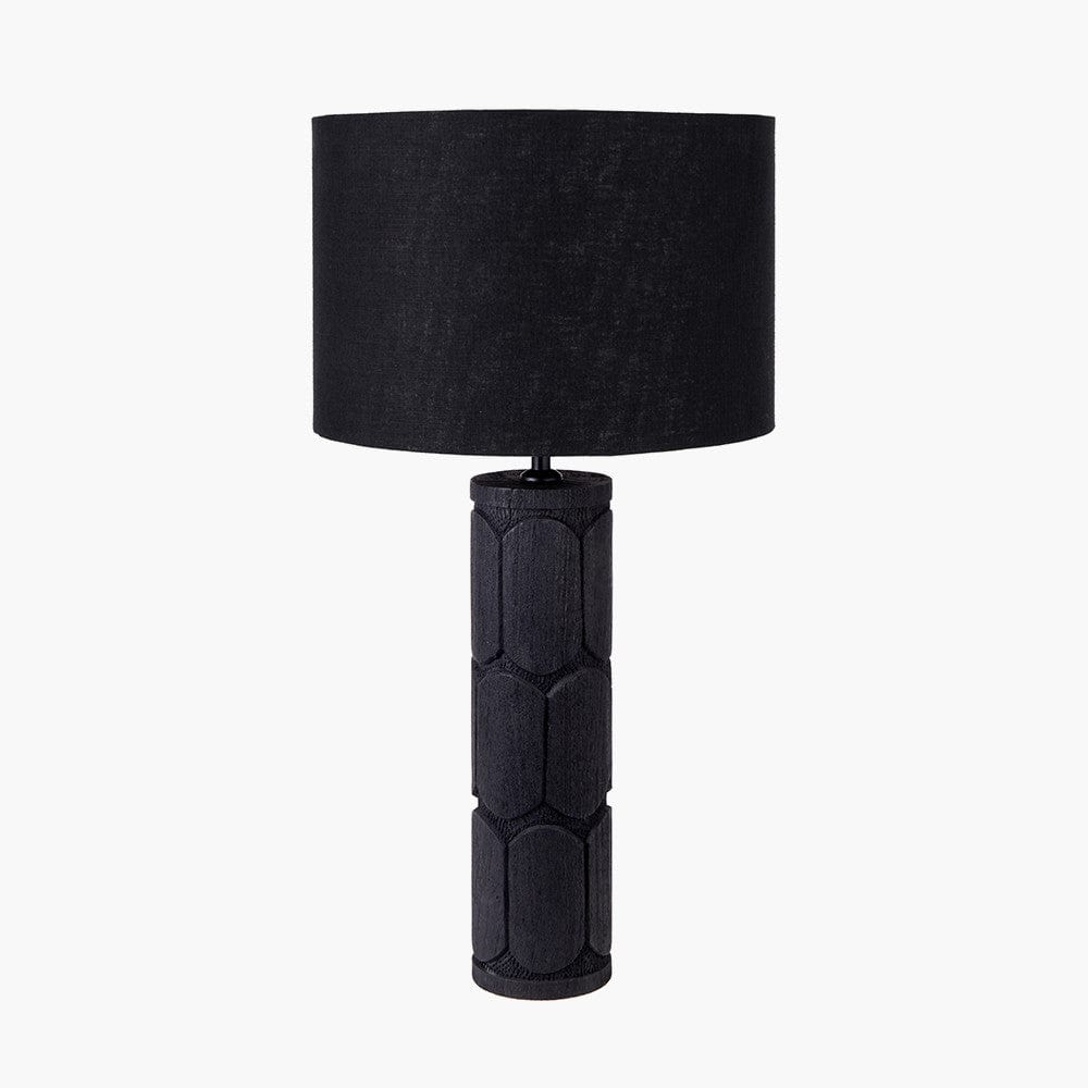 Aurelia Embossed Black Wood Tall Table Lamp Base.